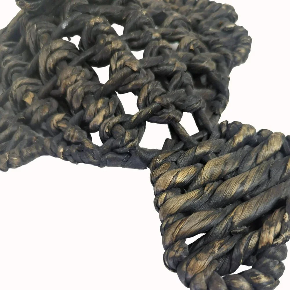Woven Wicker Rattan Fish Shaped Hanging Wall Decor Set Of 2 Dark Gray